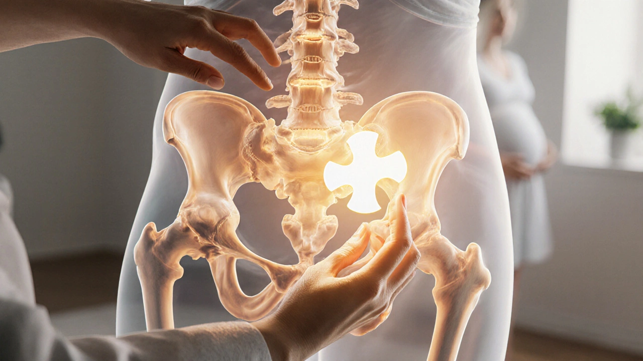 Průhledný náčrt pánve s posunutou ploténkou, kterou jemně opravuje ruka, obklopená zlatým světlem.